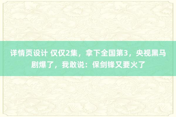 详情页设计 仅仅2集，拿下全国第3，央视黑马剧爆了，我敢说：保剑锋又要火了