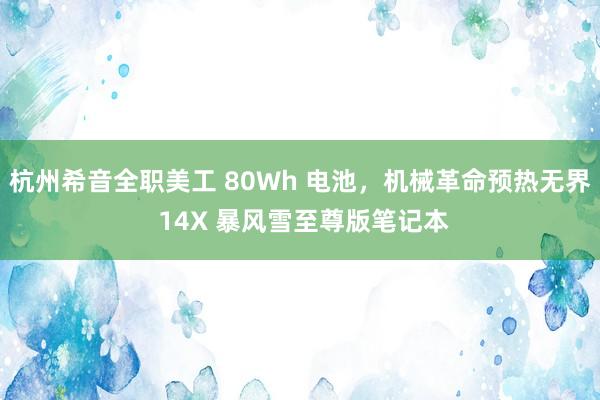 杭州希音全职美工 80Wh 电池，机械革命预热无界 14X 暴风雪至尊版笔记本