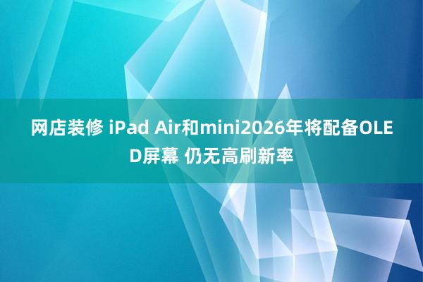 网店装修 iPad Air和mini2026年将配备OLED屏幕 仍无高刷新率